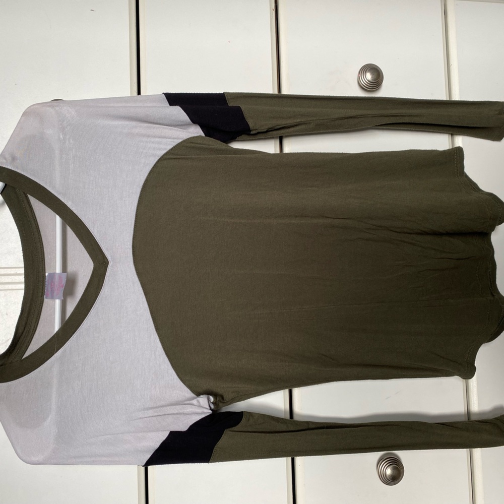 No Boundaries Olive, White, and Black Long Sleeve Top